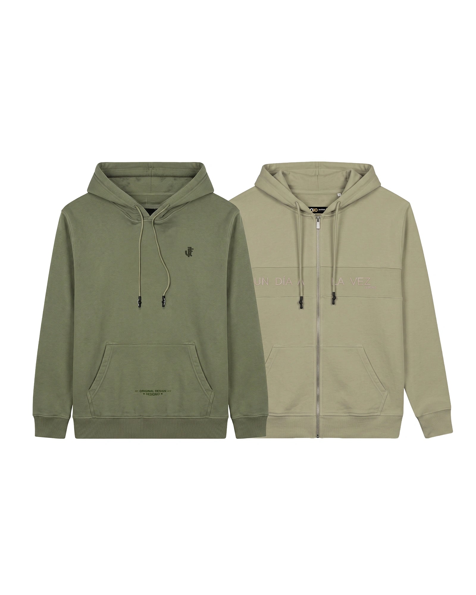 Pack Hoodie Verde + Beige