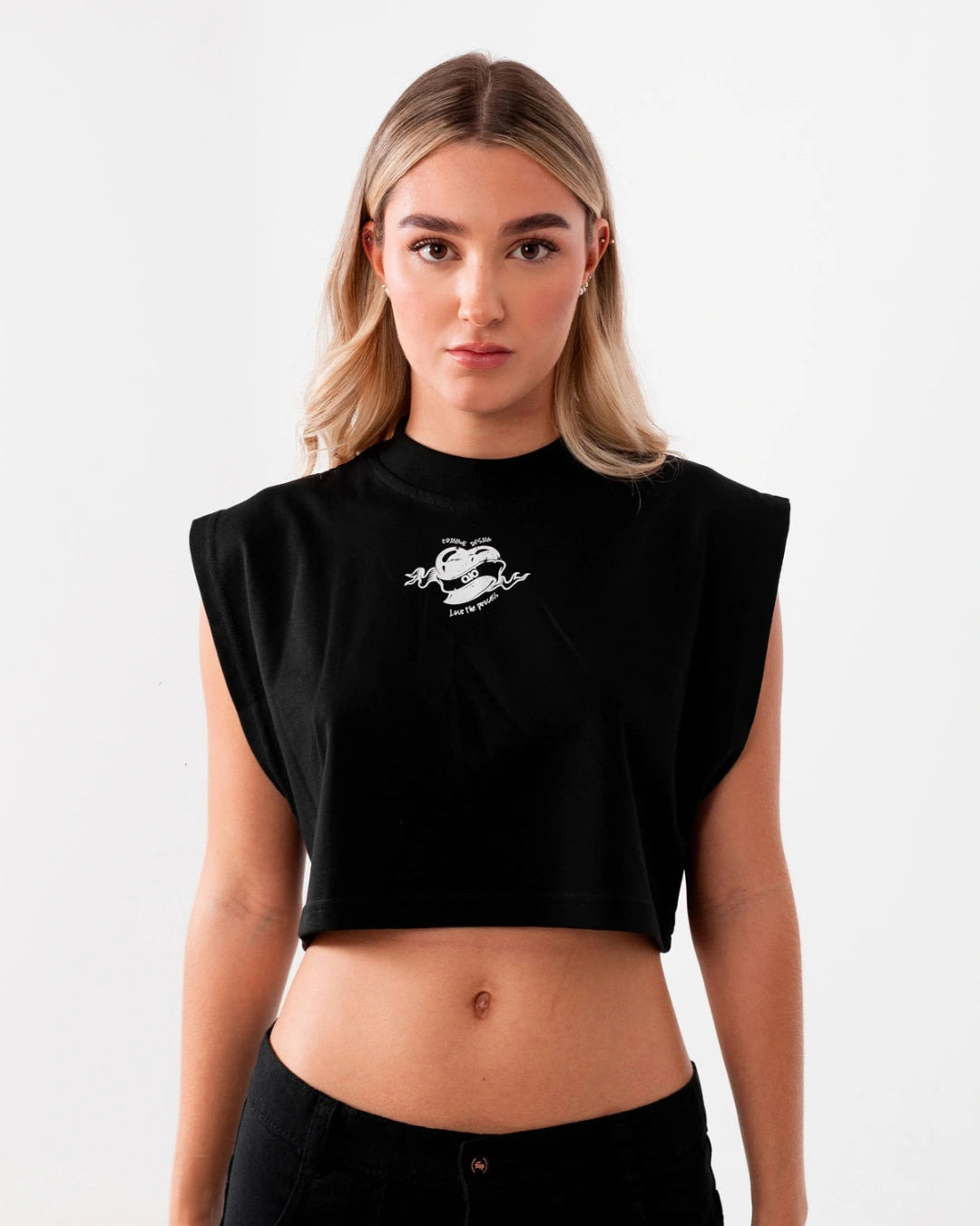 Oversize Crop Top Love The Process Negro